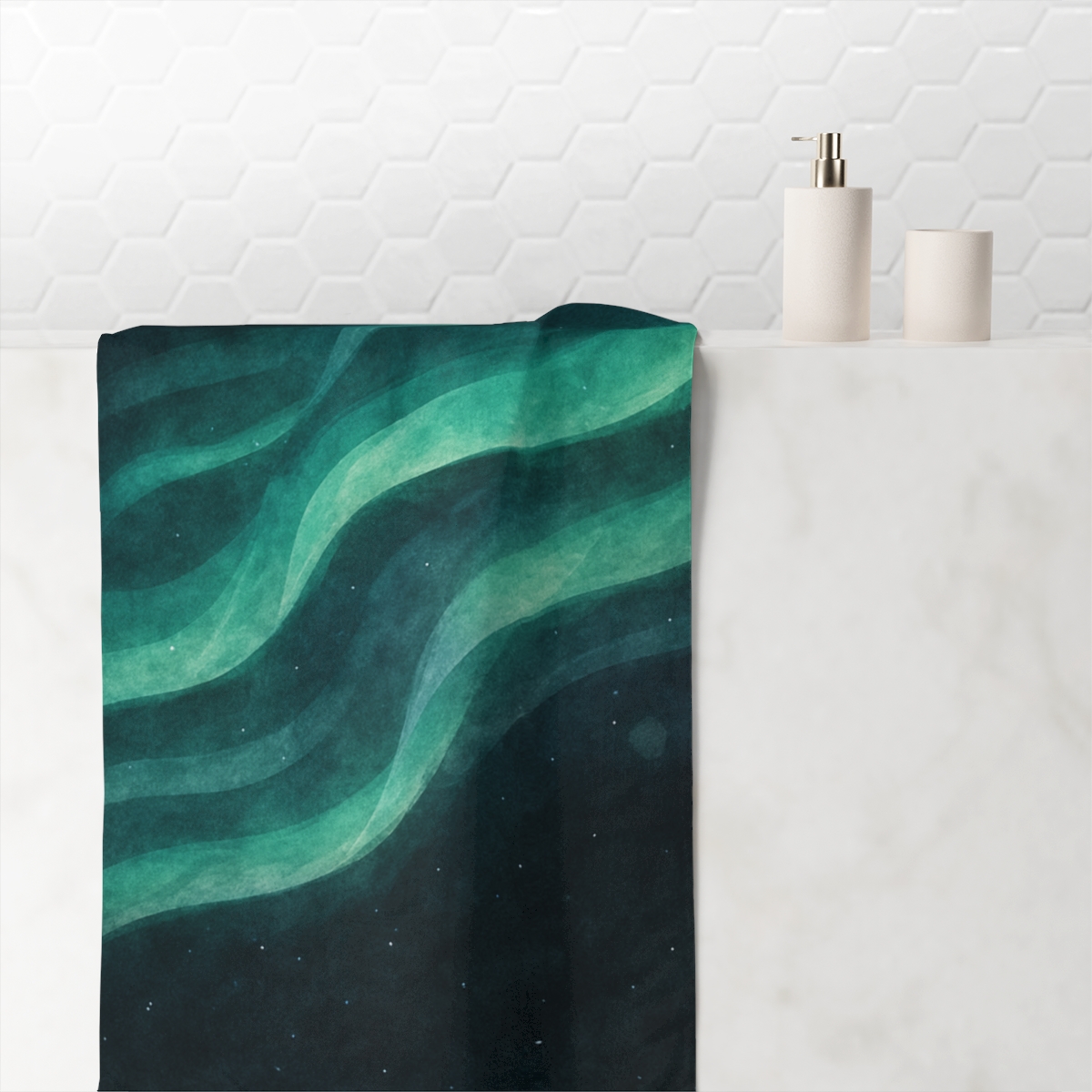 Auroral Photon Drift designer printed towels