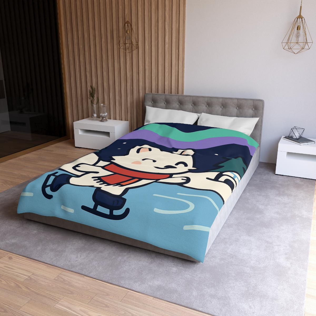 Aurora Snow Fox Skate Night custom duvets