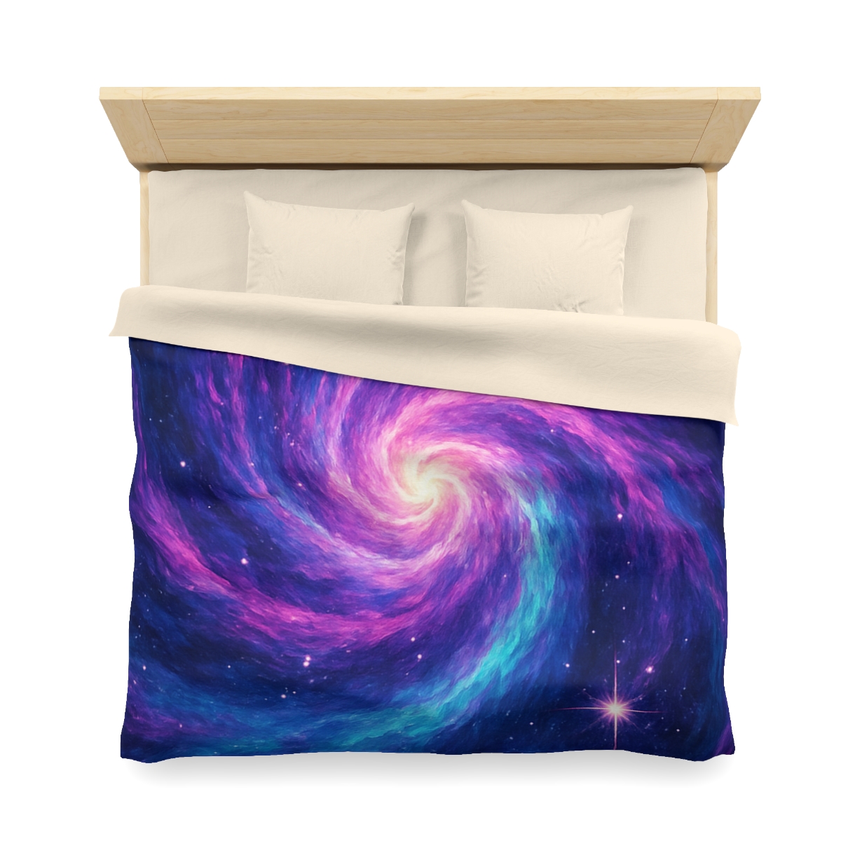 Nebula Spiral Haze designer printed duvets