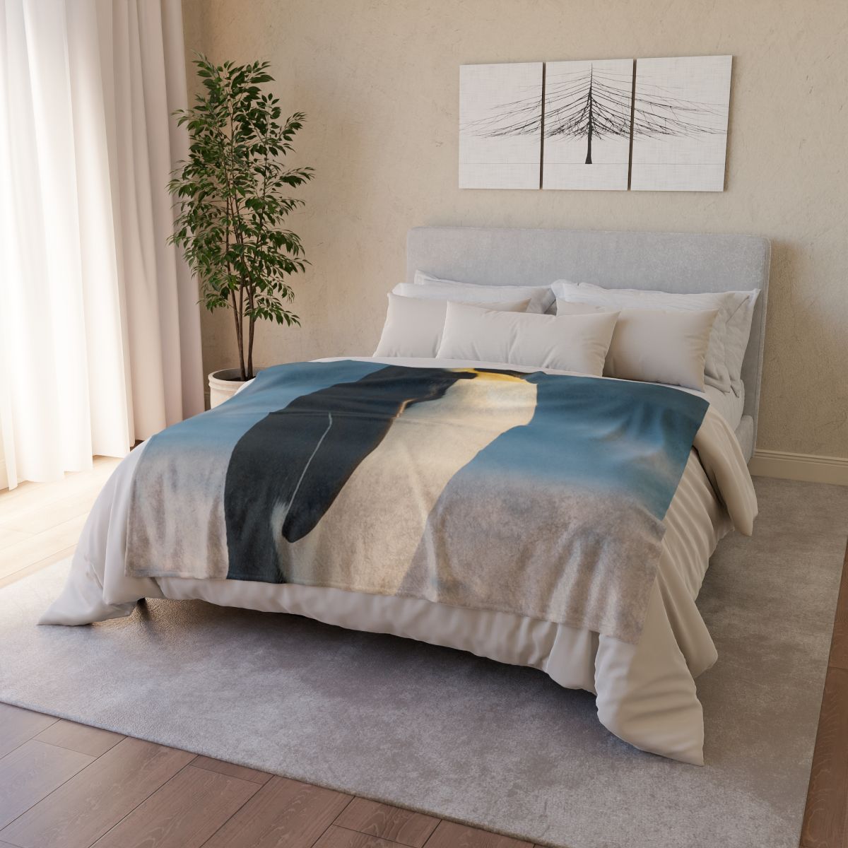Silver Horizon Emperor Penguin designer printed blankets