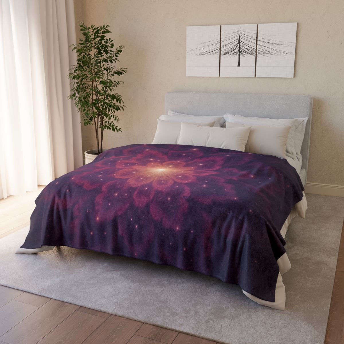 Starburst Fractal Bloom soft fleece blankets