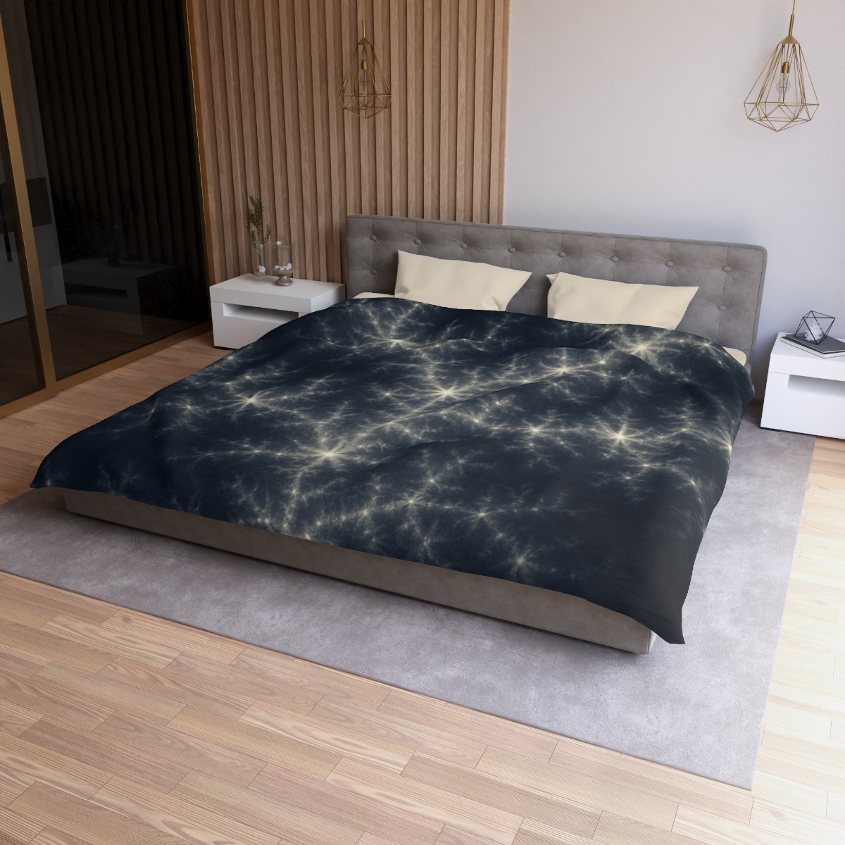 Starlit Fractal Cluster Drift duvets for gifts