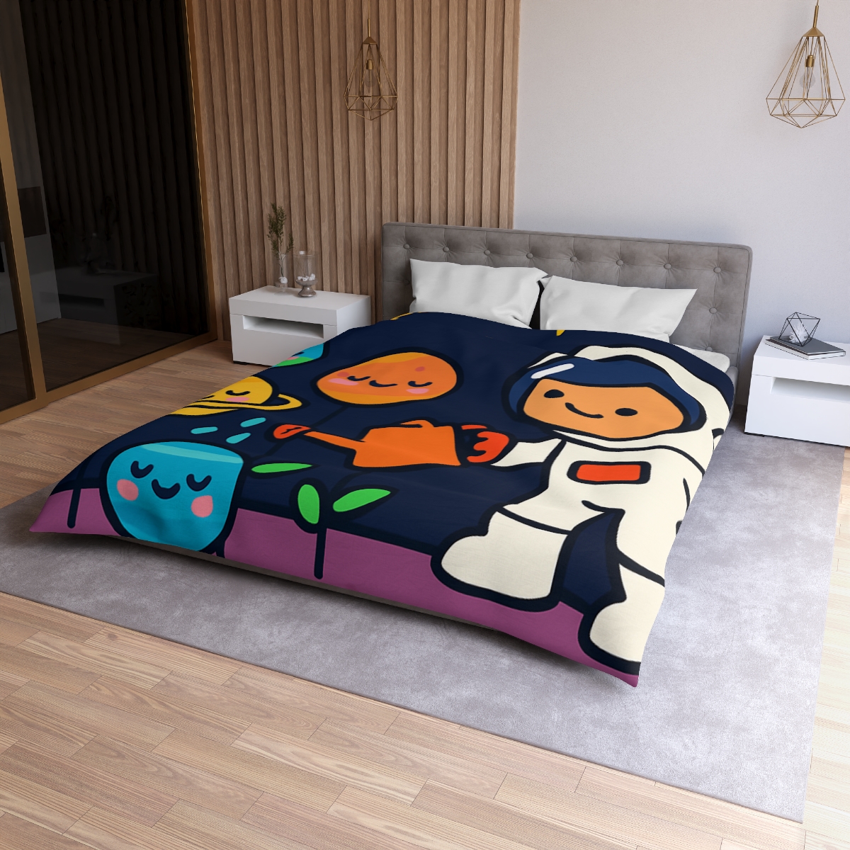 Galaxy Garden Of Friendly Planets unique patterned duvets