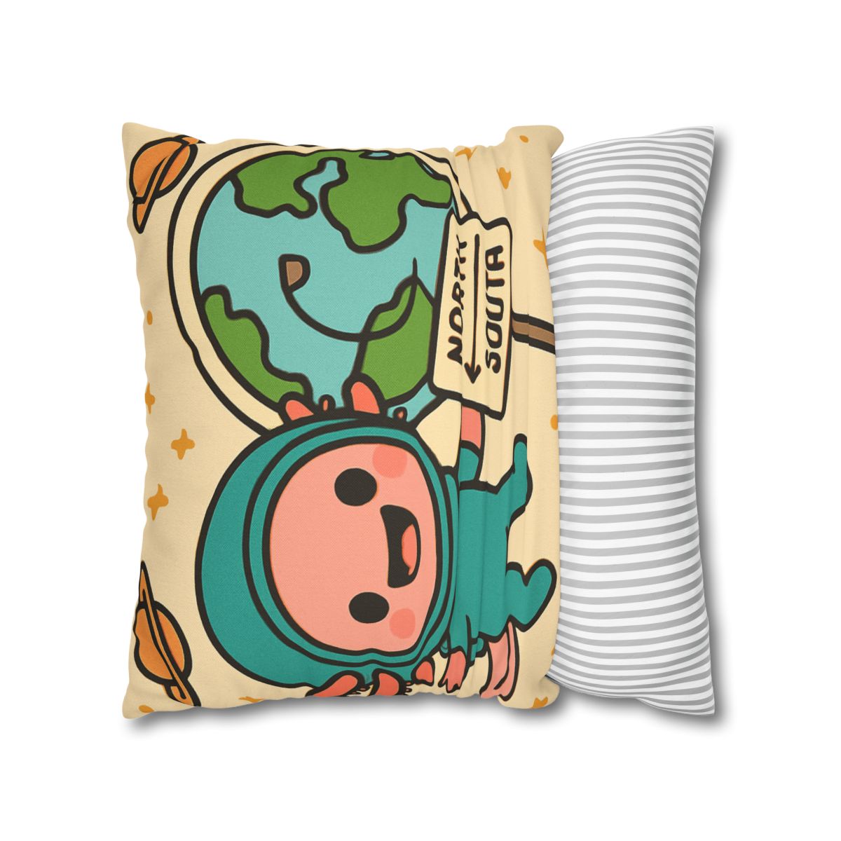 Luna The Axolotl Astronaut And The Bubble Planet Map custom pillow cases