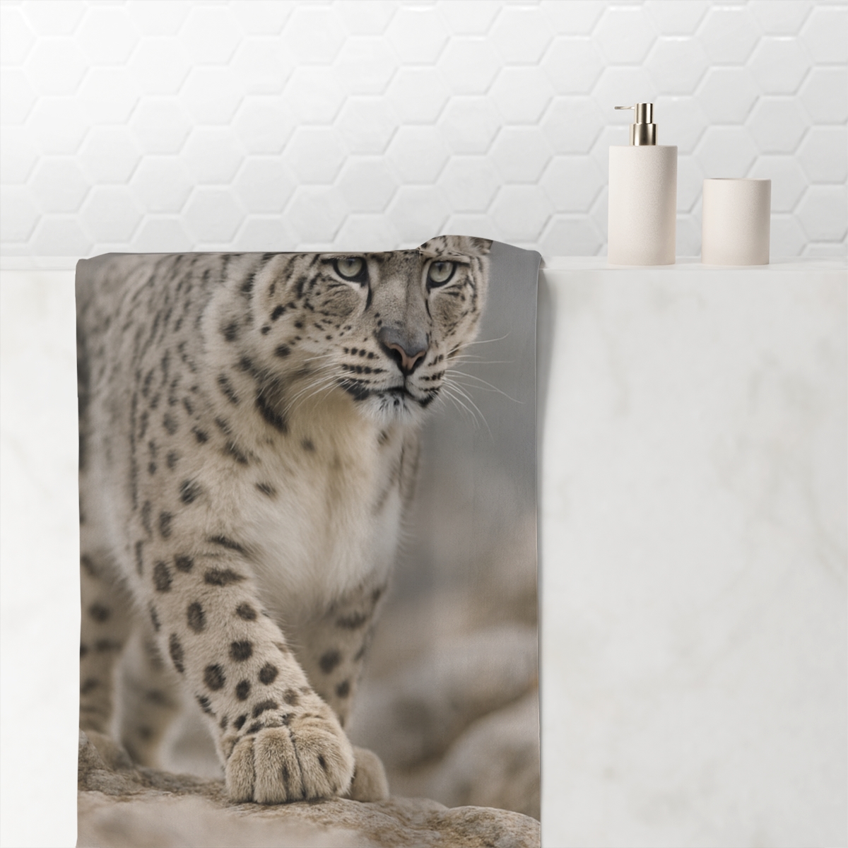 Snow Leopard Silent Ascent unique gift towels