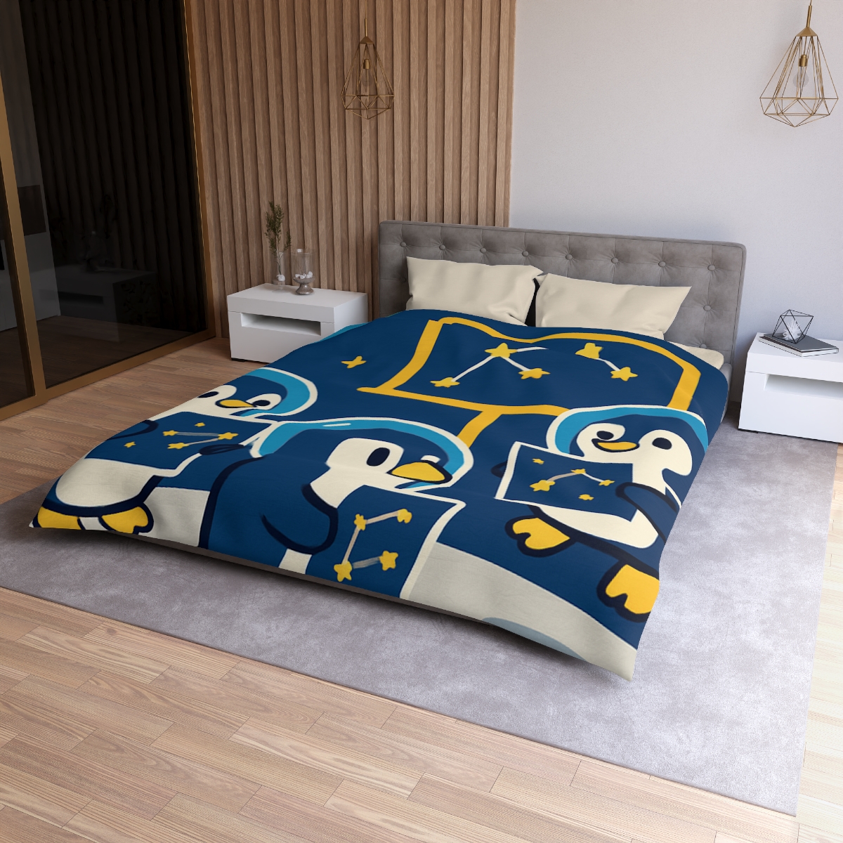 Space School For Curious Penguins soft comforter duvets