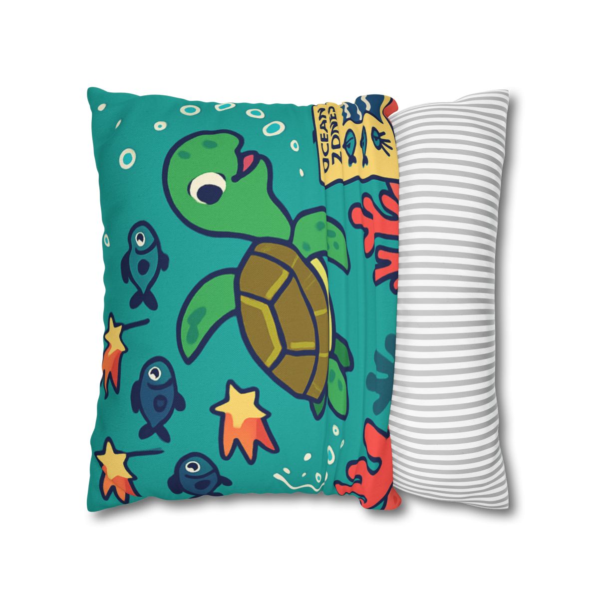 Coral Comet Turtle Parade trendy patterned pillow cases