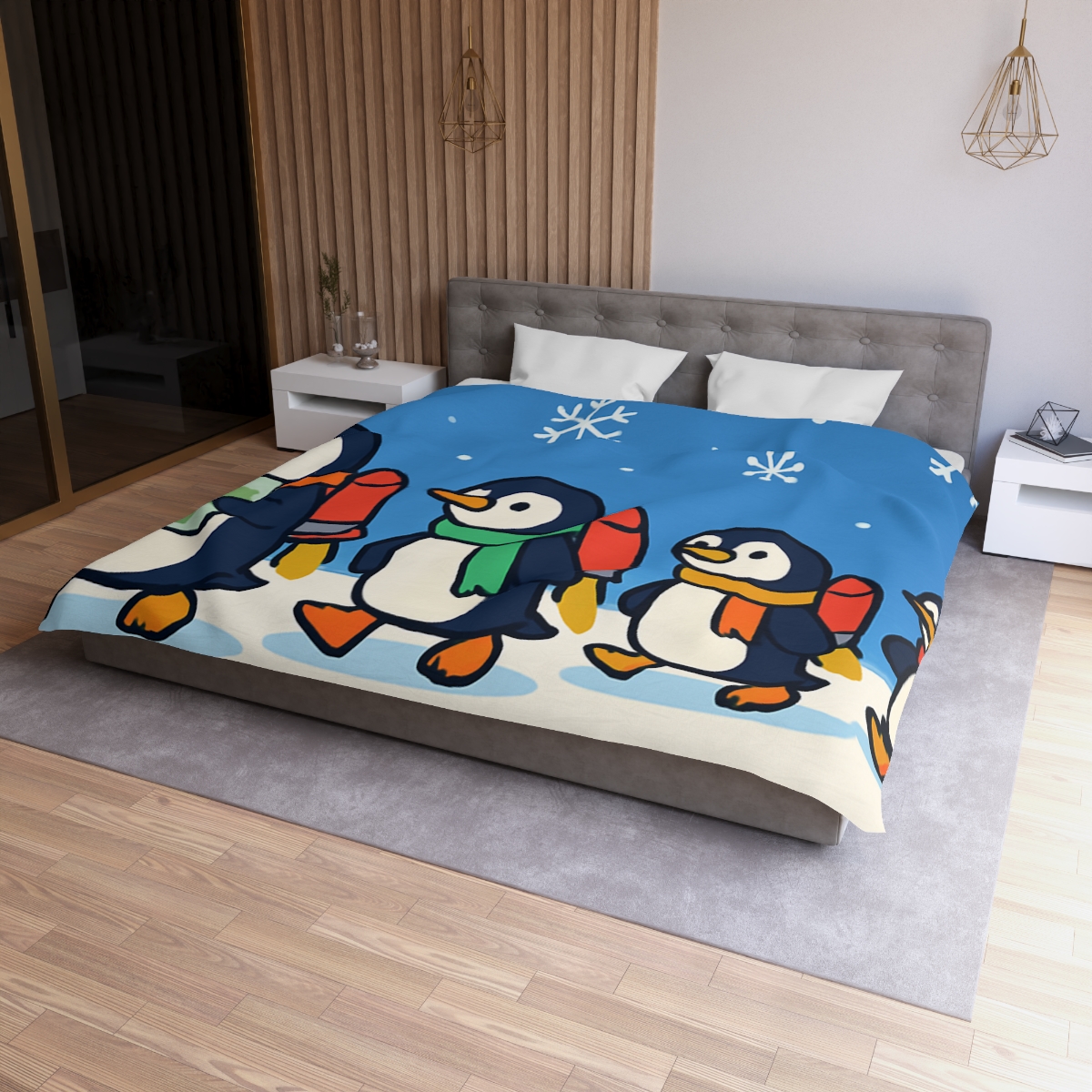Rocket Penguin Parade trendy bedroom duvets