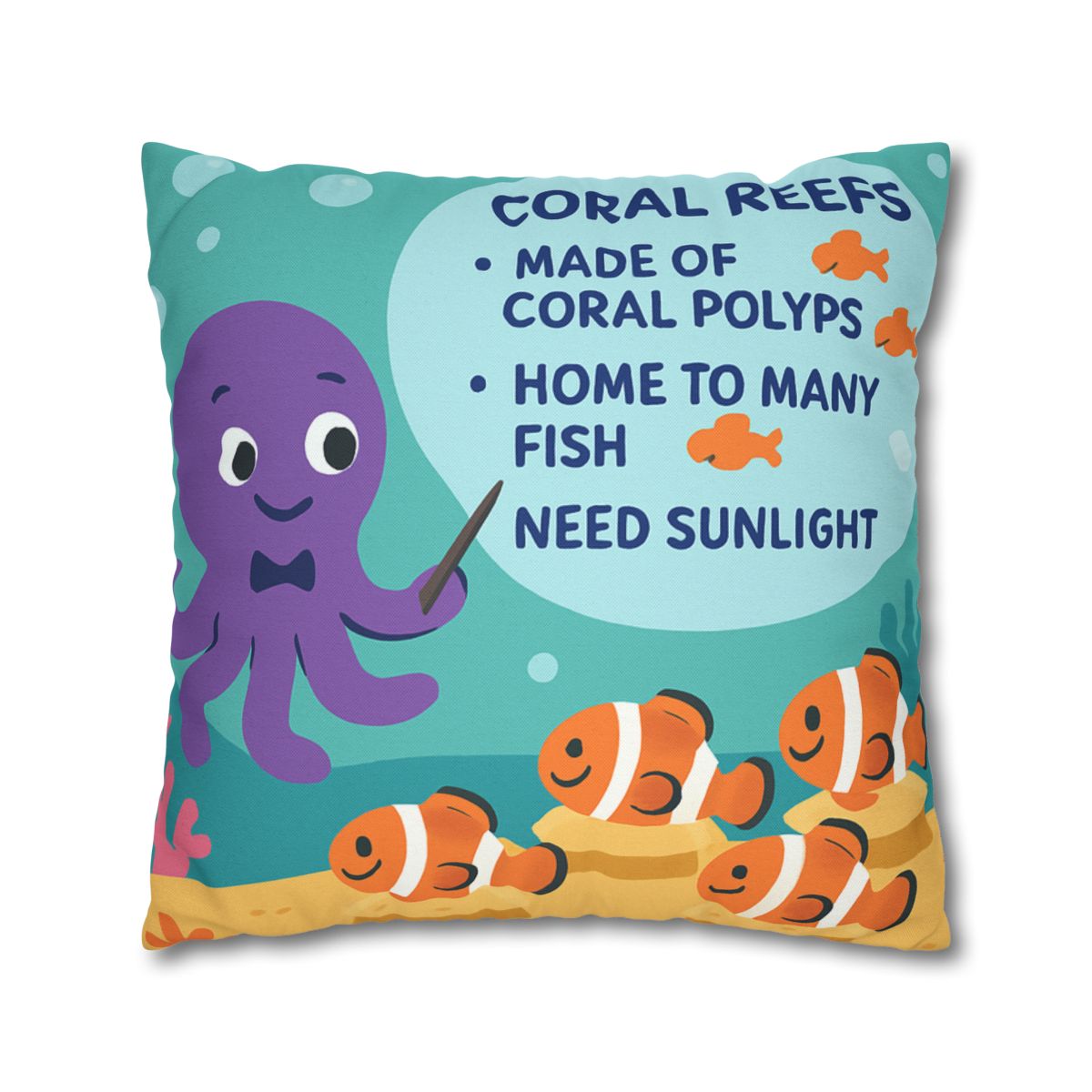 Coral Classroom With Professor Octopus stylish decorative pillowcases