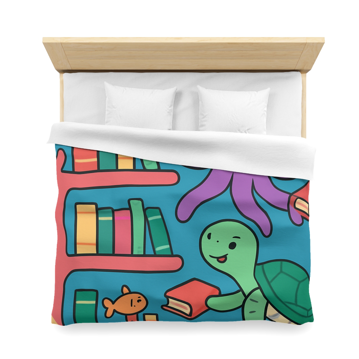 Coral Library And The Octopus Librarian custom duvets