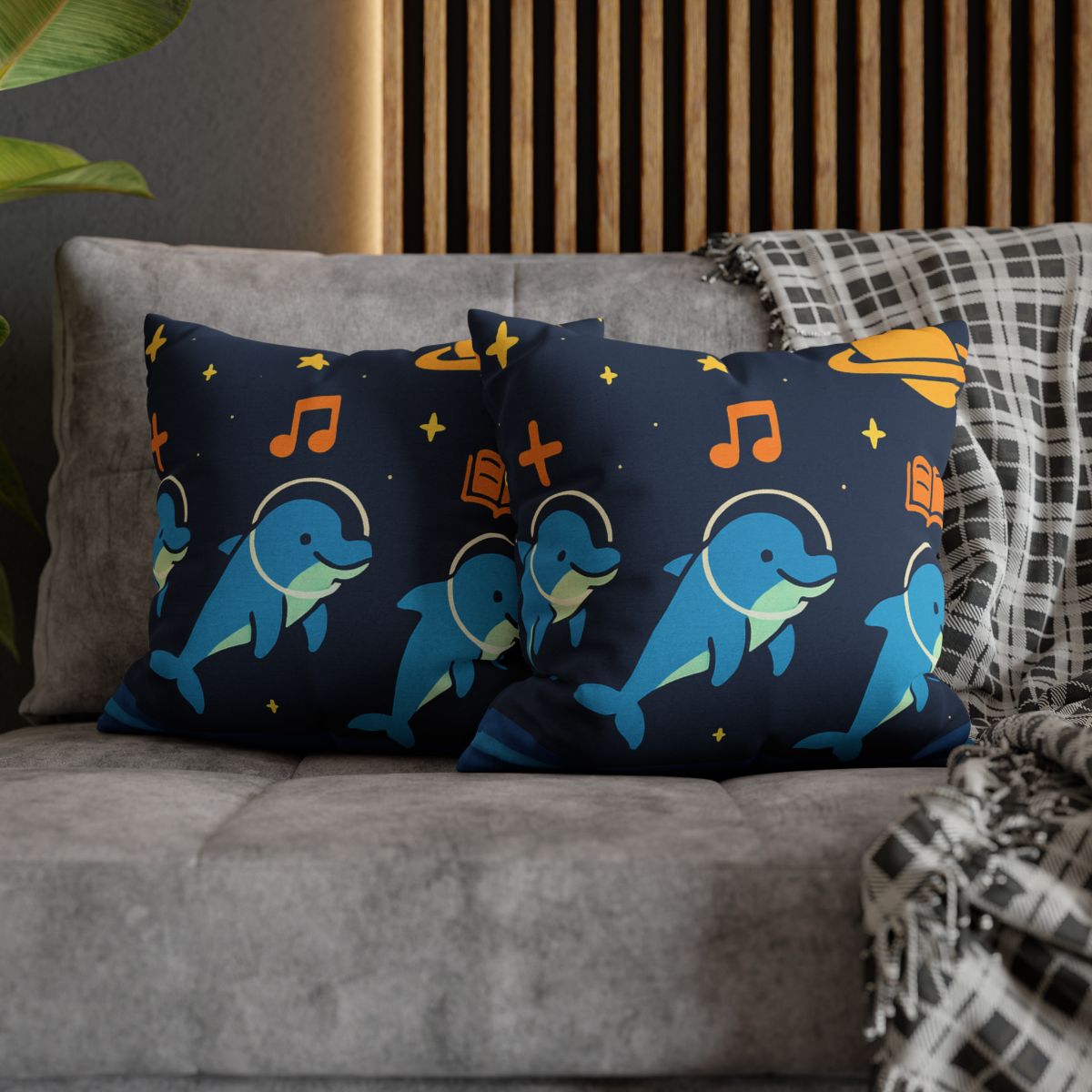 Space School Of The Ocean Dolphins designer print pillow cases