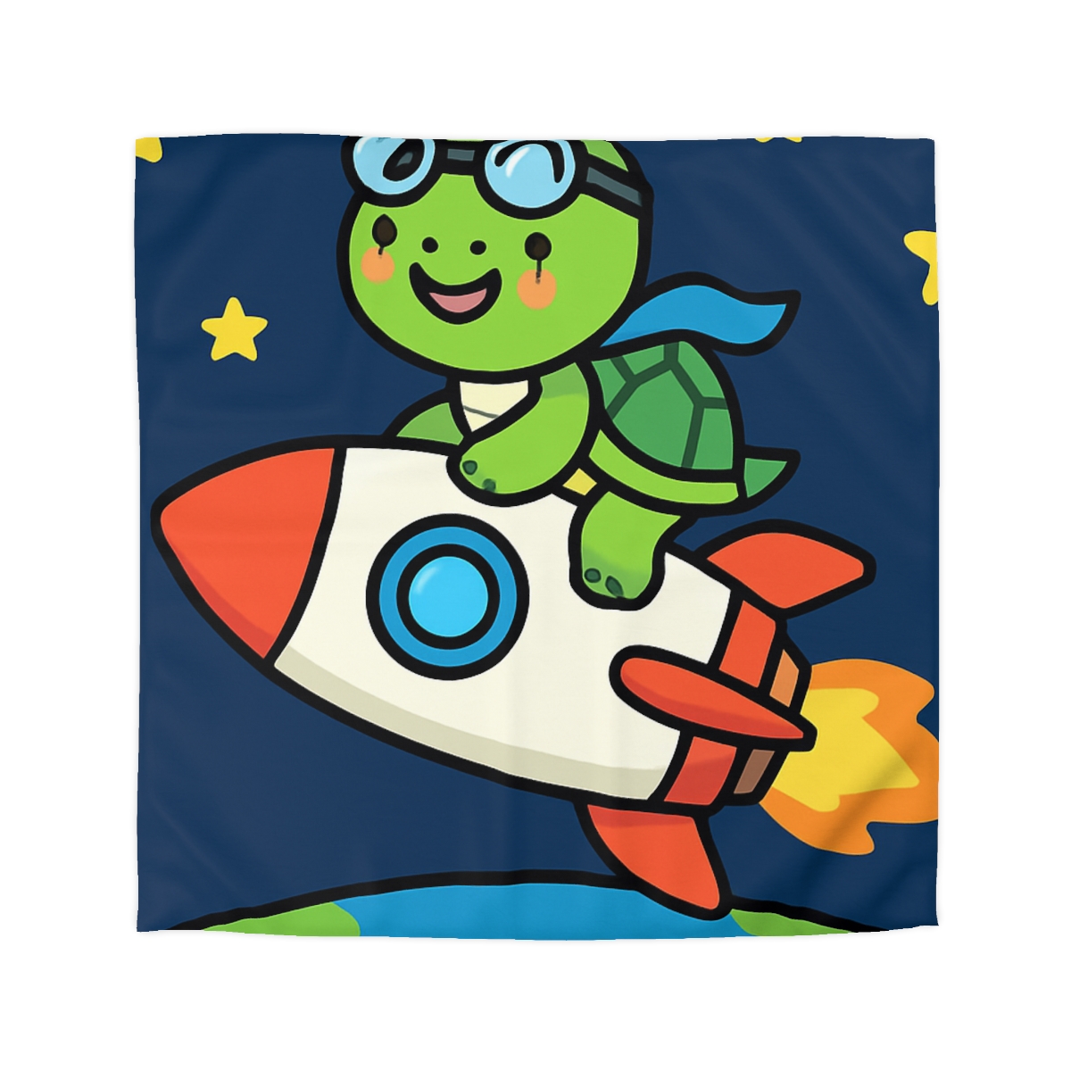 Rocket Riding Turtle To The Moon unique patterned duvets