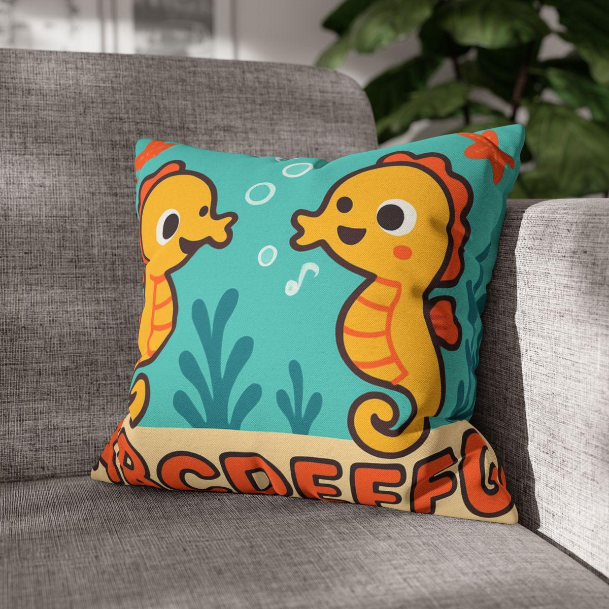 Underwater Alphabet Reef With Singing Seahorses personalized pillow covers