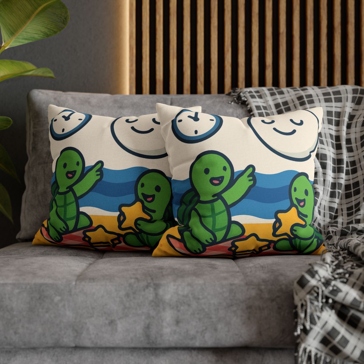Moon Turtles Tide Time Picnic personalized pillow covers