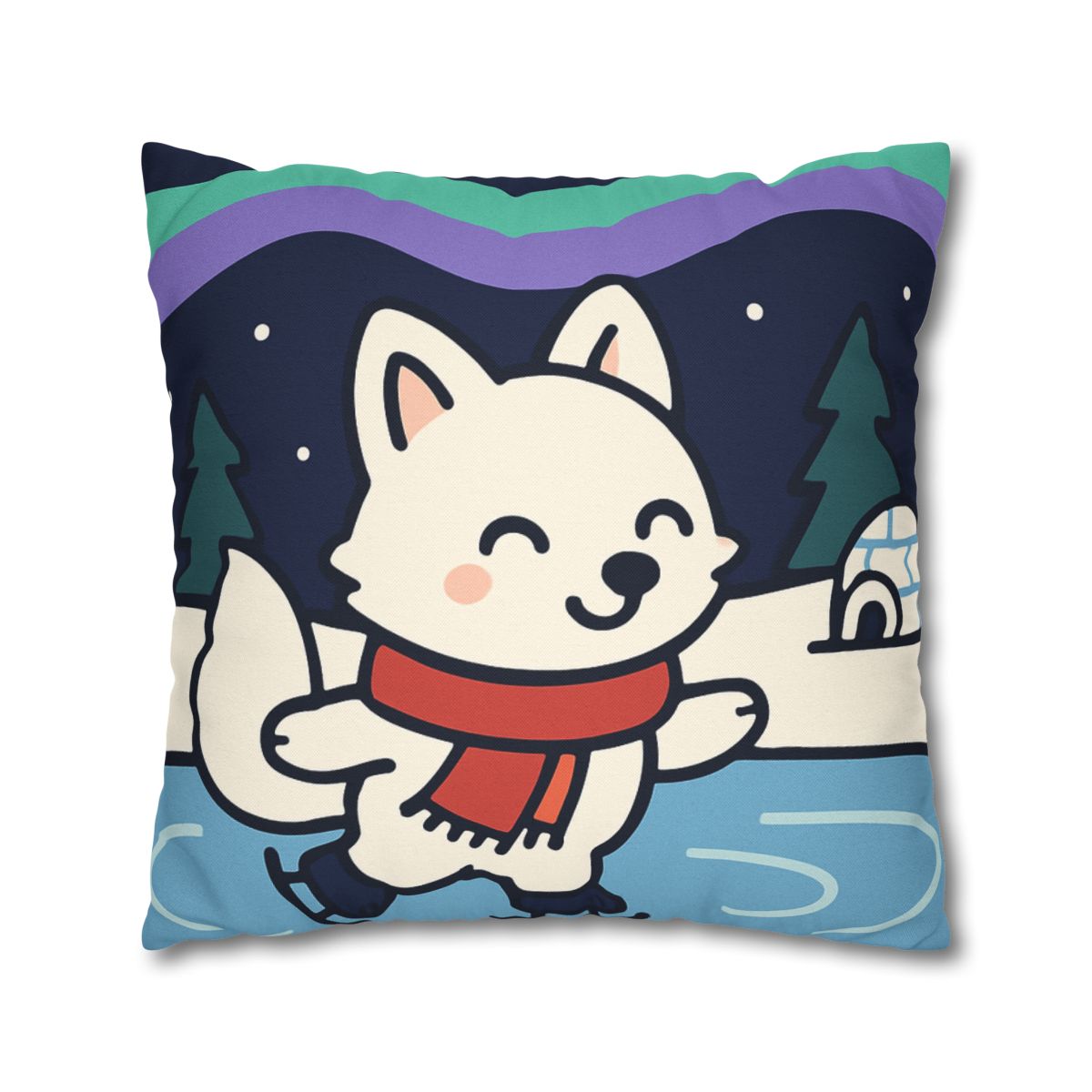 Aurora Snow Fox Skate Night trendy patterned pillow cases