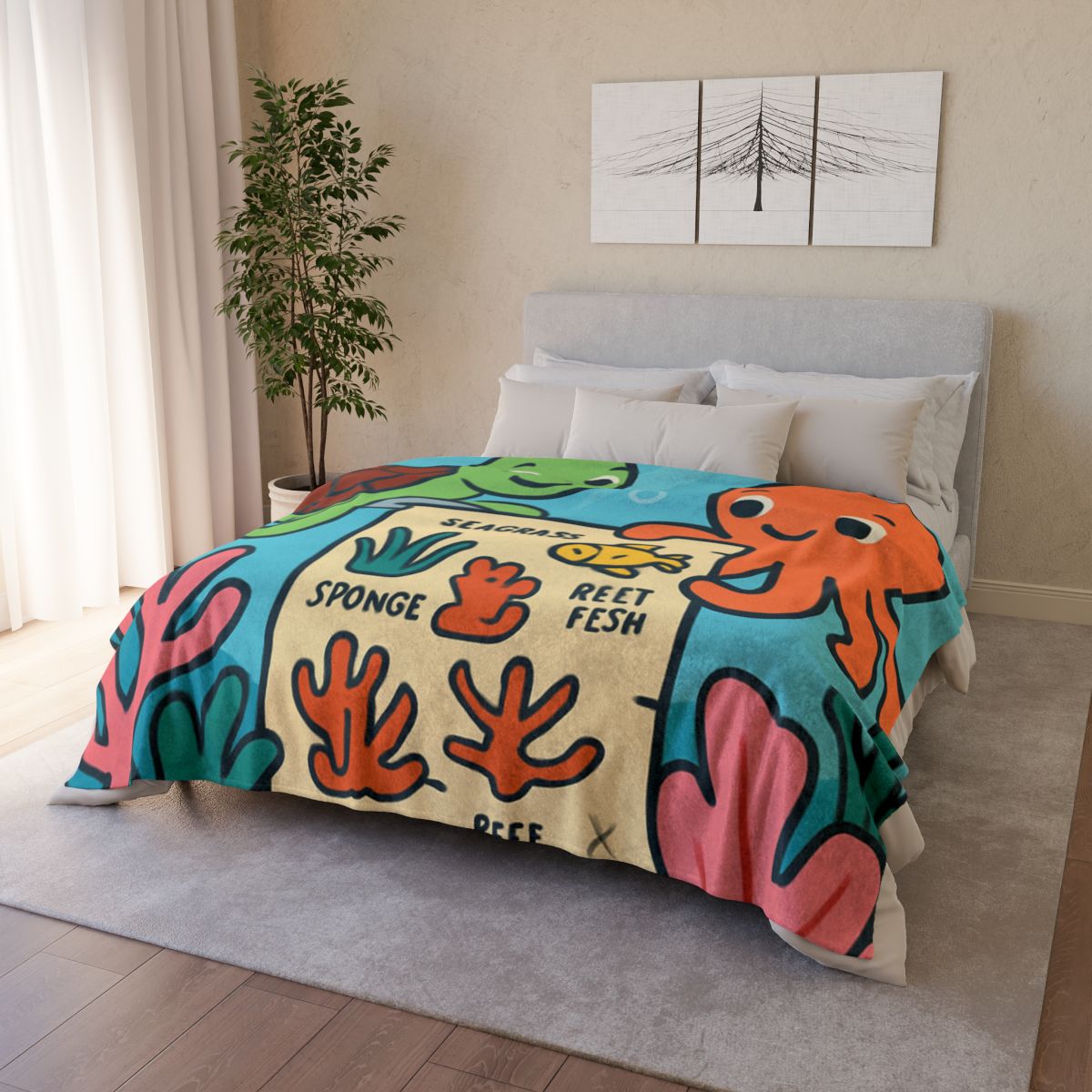 Coral Reef Map Makers decorative home blankets