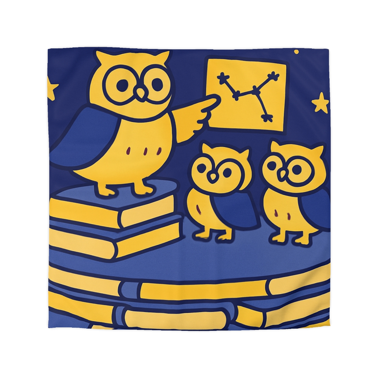 Starlight Library Run By Owls designer printed duvets