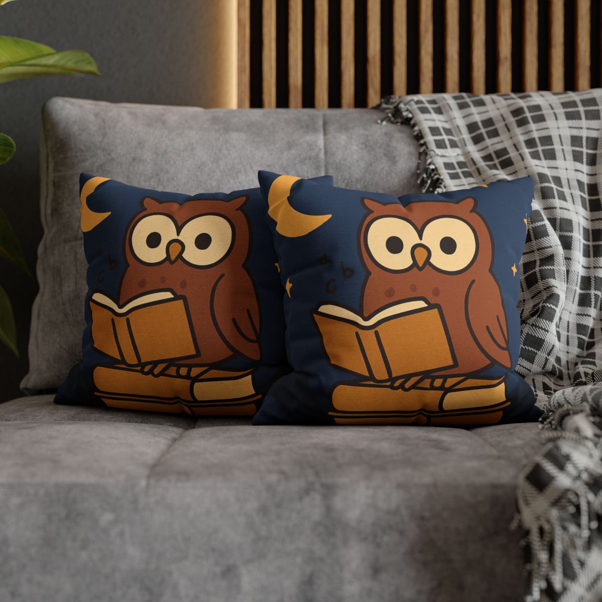 Moonlight Owl Library soft cotton pillow cases