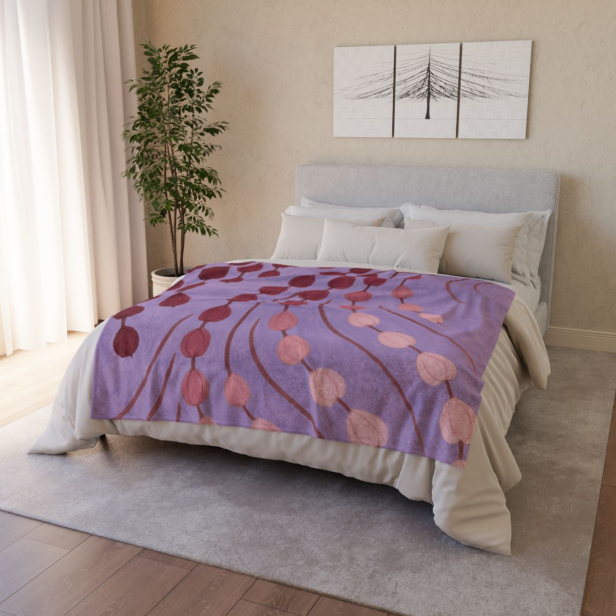Spiral Bud Cascade designer printed blankets
