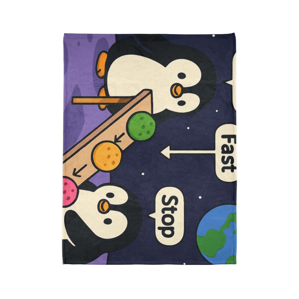Moonlight Penguin Ice Cream Physics stylish throw blankets