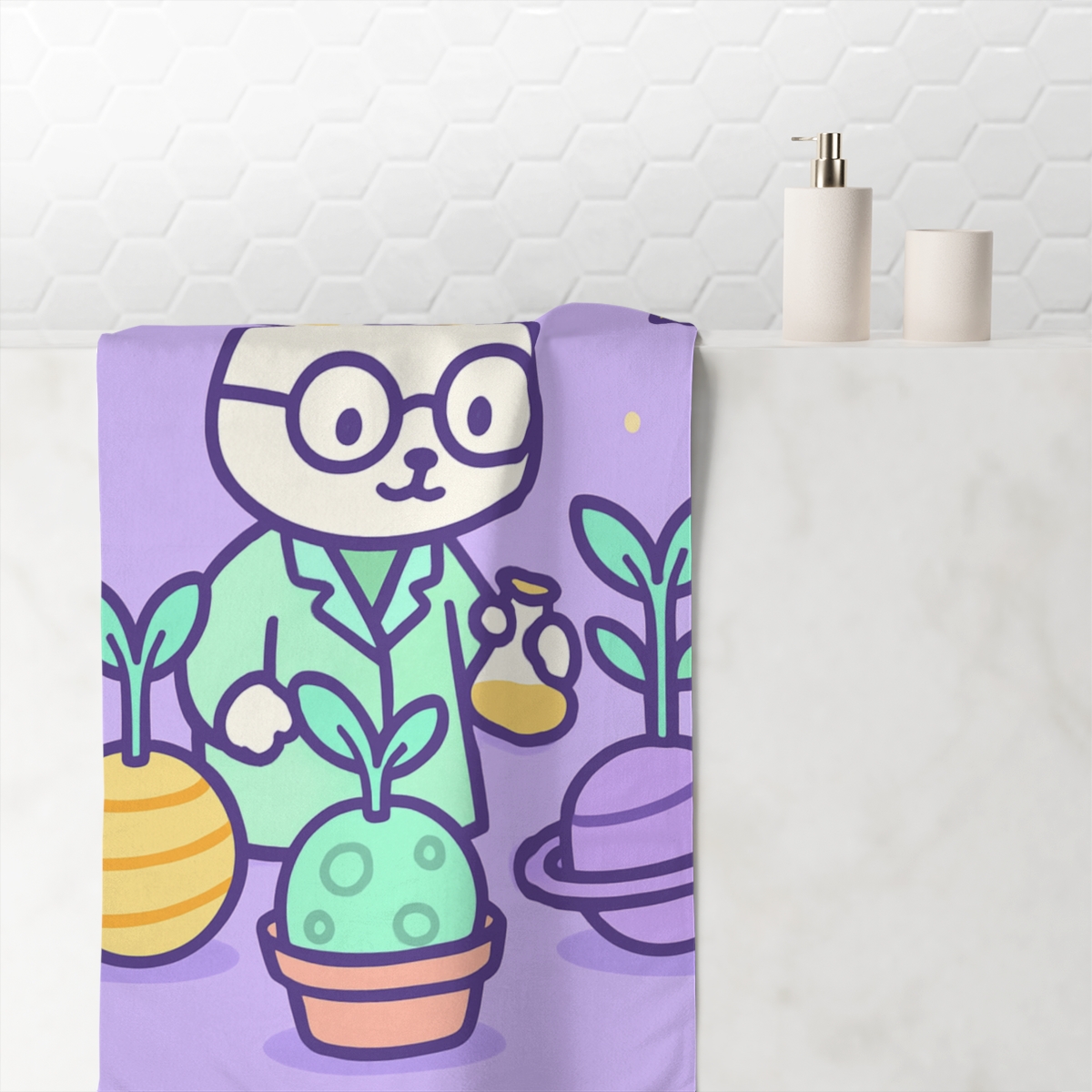 Galaxy Garden Bunny Lab stylish beach towels