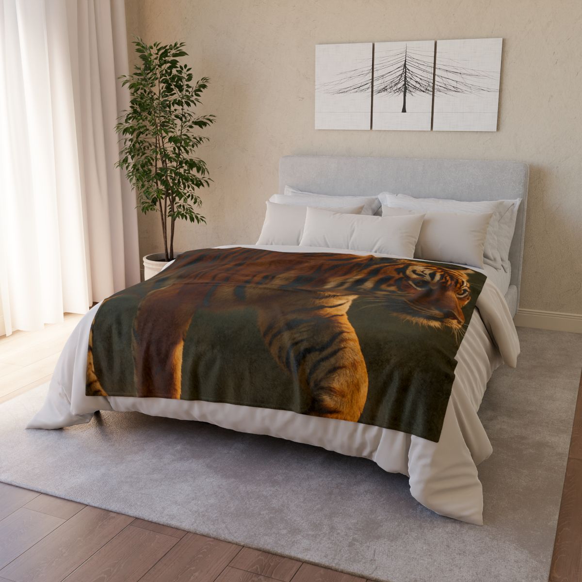 Forest Stalker Bengal Tiger personalized cozy blankets