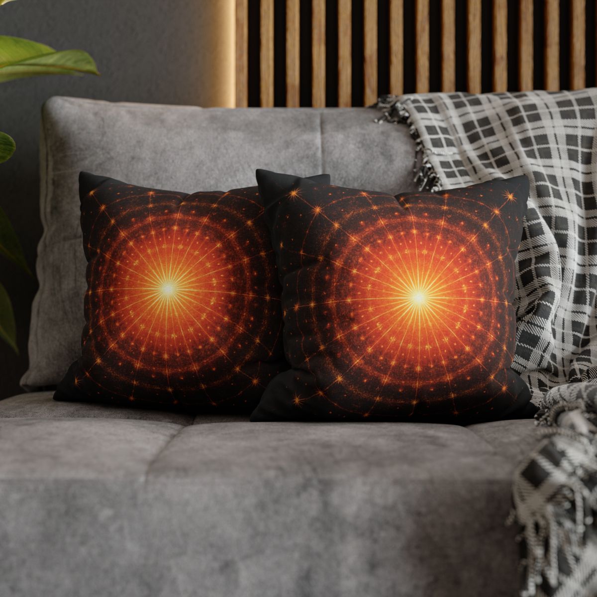 Photon Burst Mandala soft cotton pillow cases