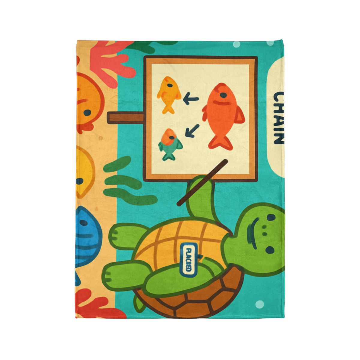 Coral Classroom Sea Turtle Guide personalized cozy blankets