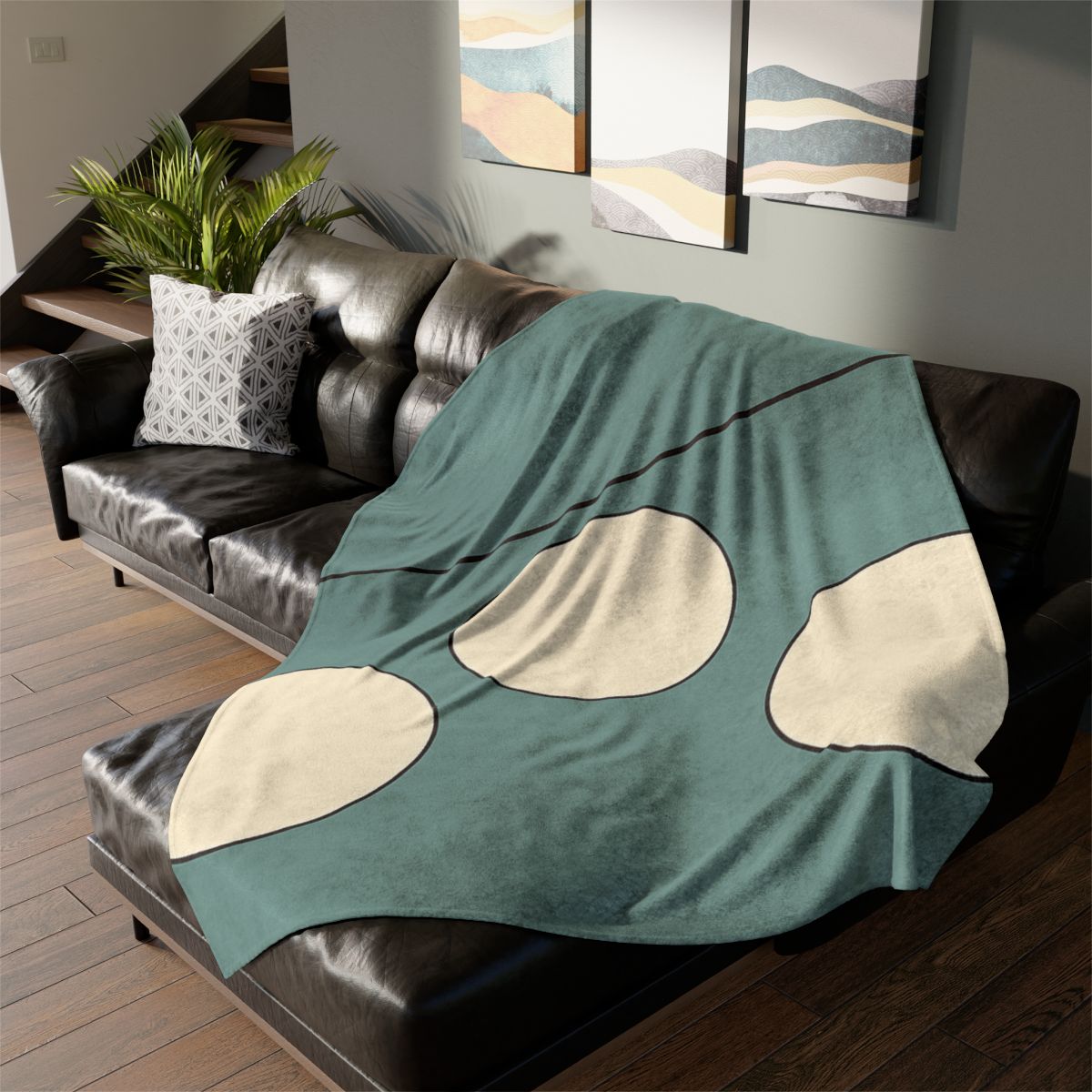 Staggered Trio Of Circles With Thin Divider soft fleece blankets