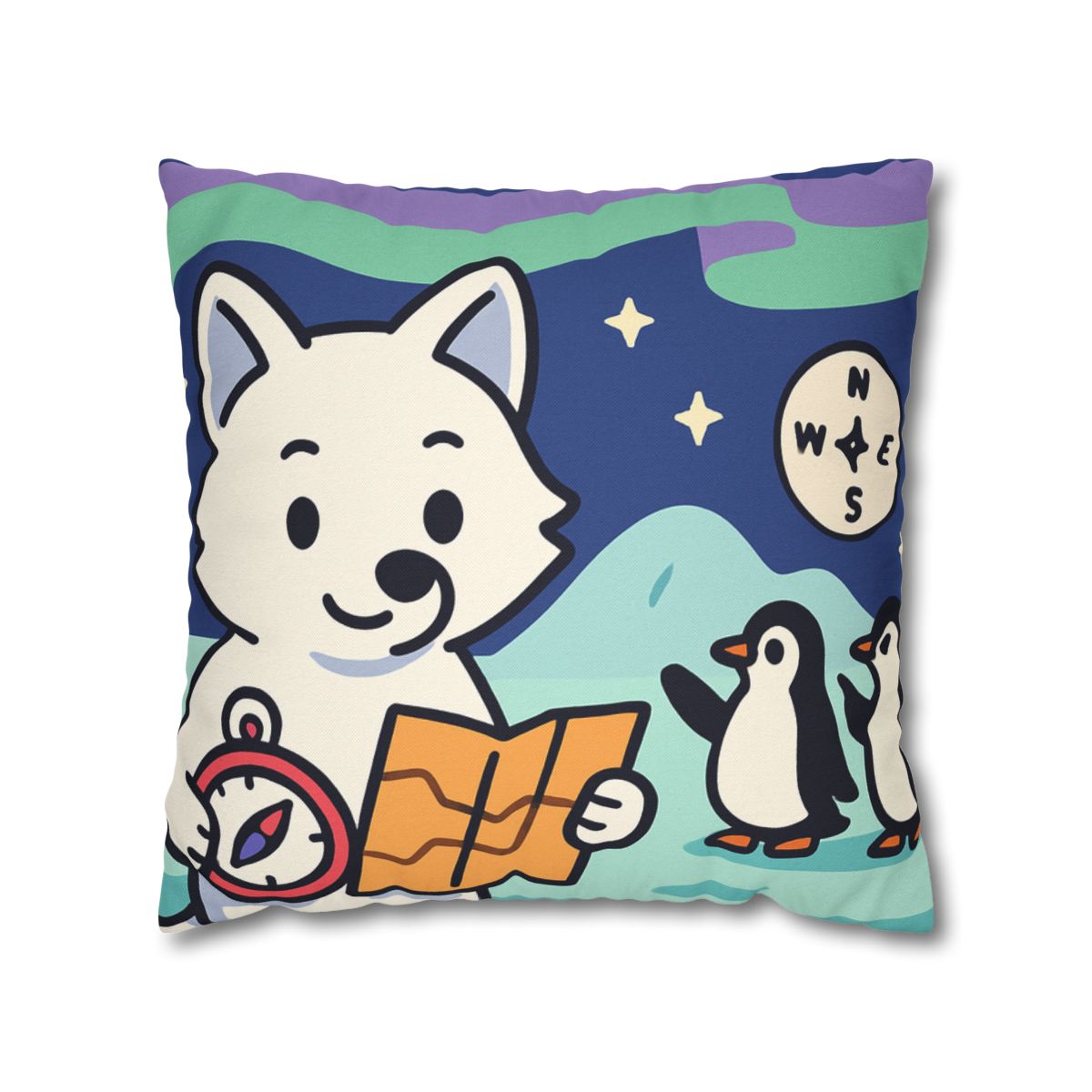 Aurora Fox And The Magnetic Map stylish decorative pillowcases
