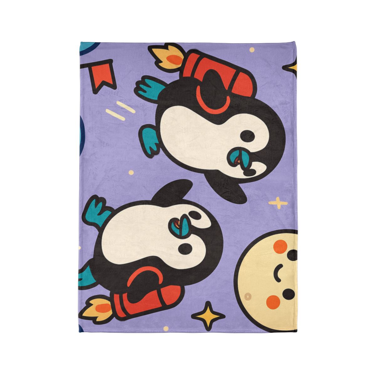 Rocket Penguin Explorers decorative home blankets