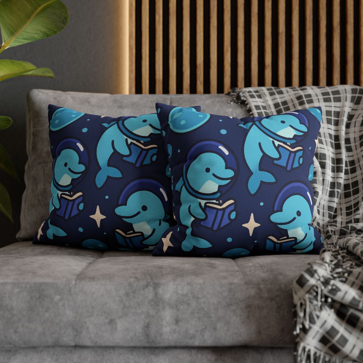 Space School Of Curious Dolphins comfortable bedding pillow covers