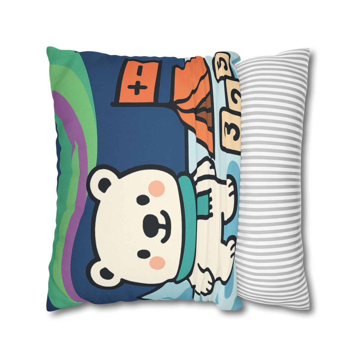 Polar Bear Aurora Math Camp designer print pillow cases