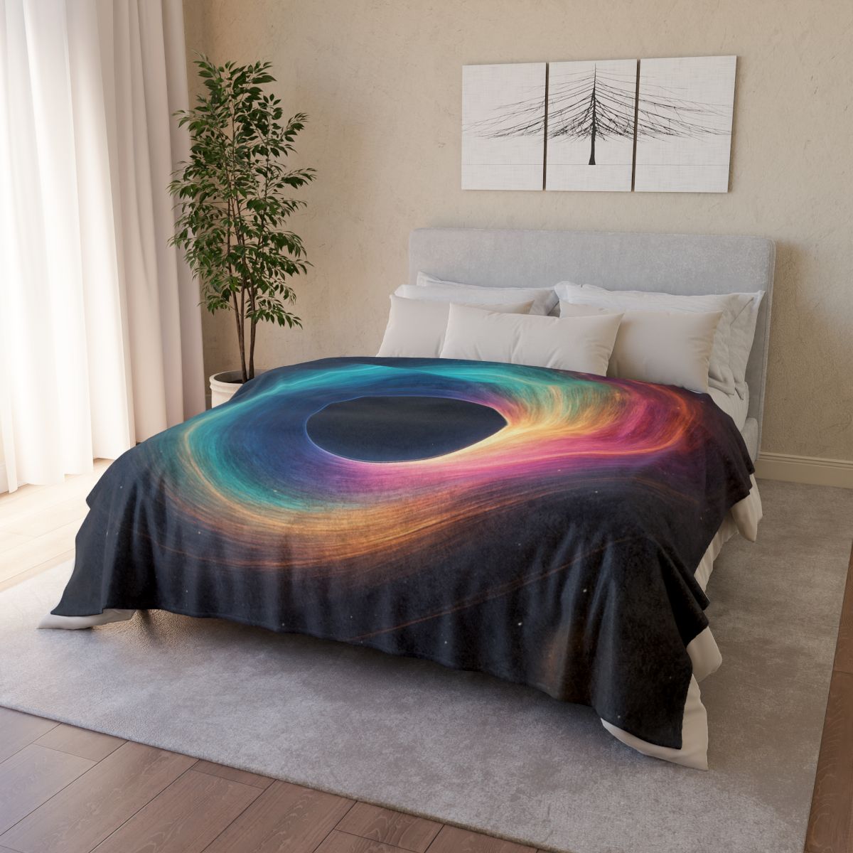 Prismatic Singularity Bloom soft fleece blankets