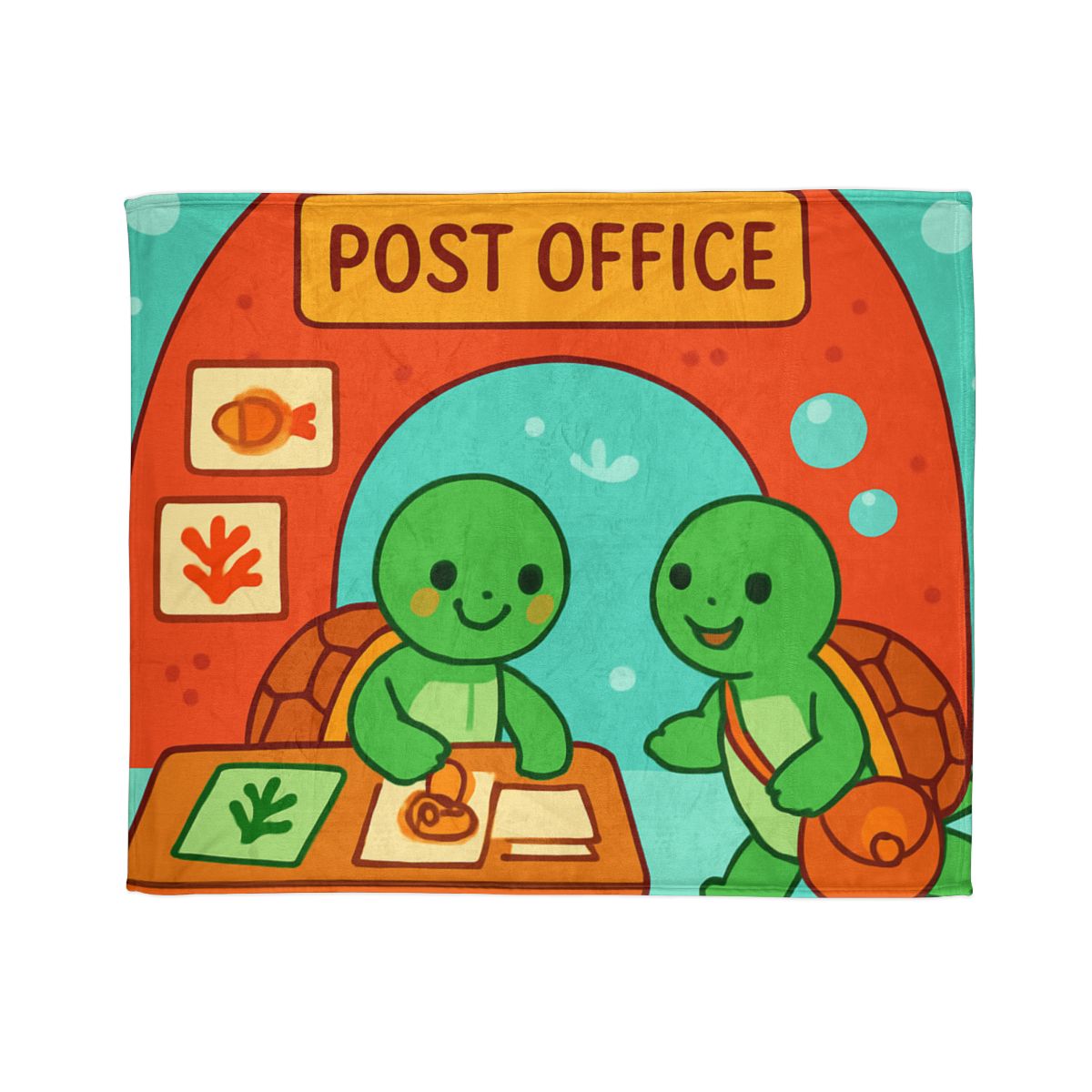 Coral Reef Post Office Run By Sea Turtles decorative home blankets