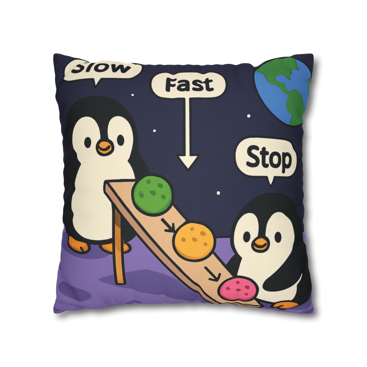 Moonlight Penguin Ice Cream Physics personalized pillow covers