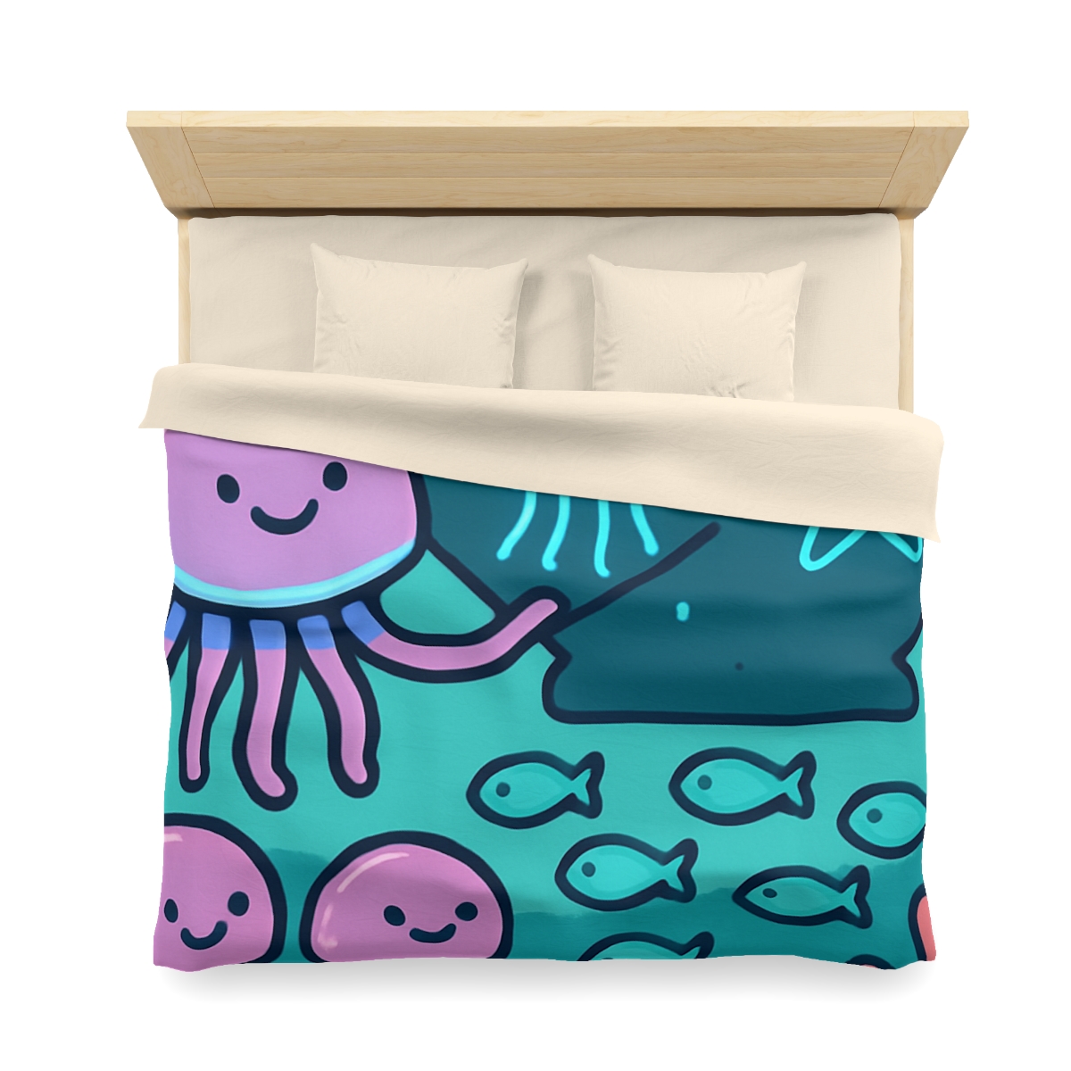 Bioluminescent Reef School With Glow Jellyfish personalized bedding duvets