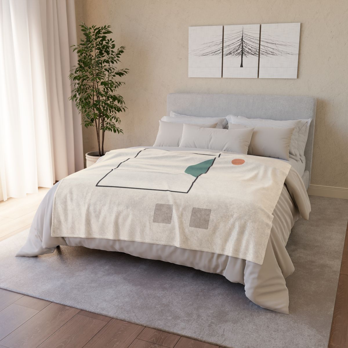 Offset Frame And Crescent Pause designer printed blankets