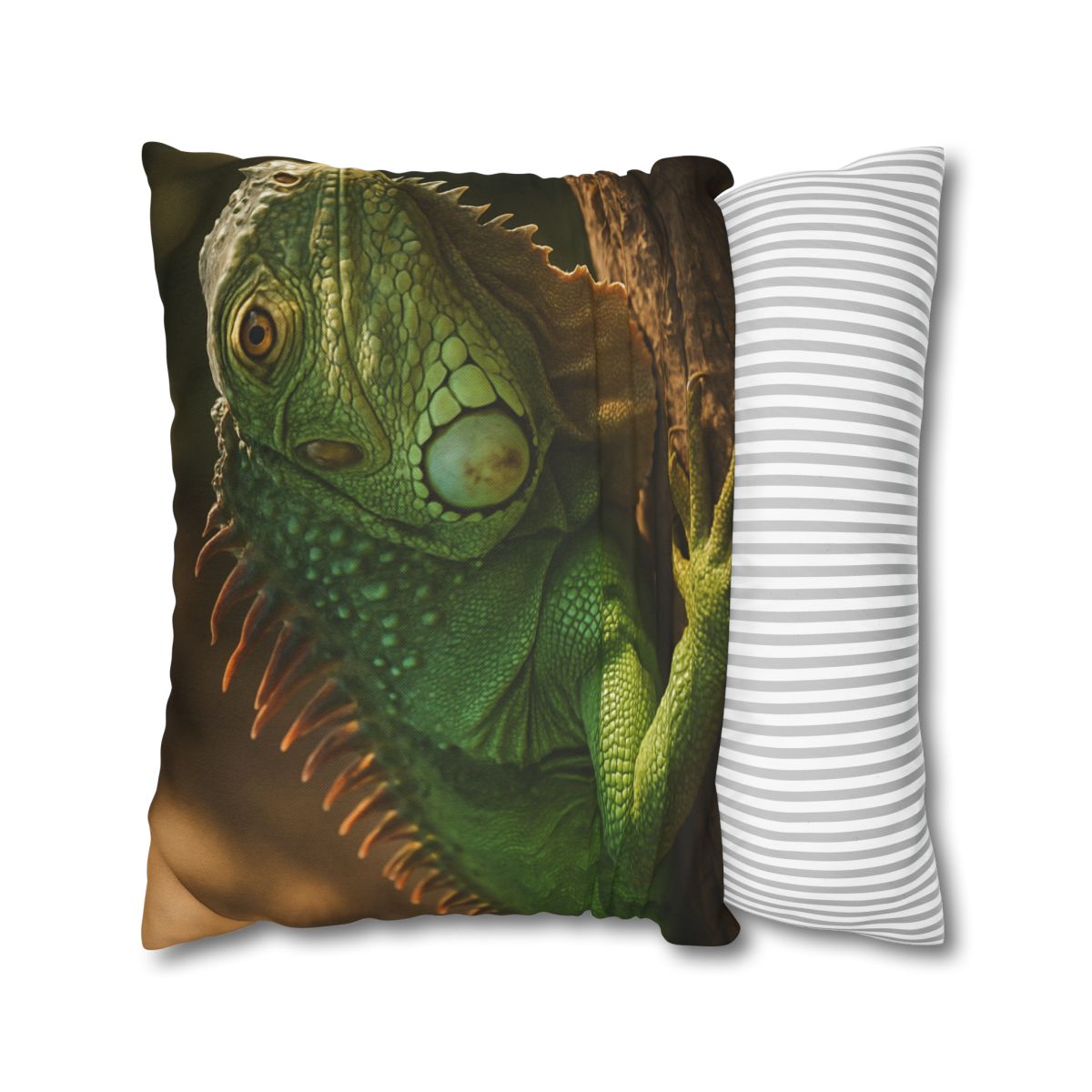 Sunlit Perch Green Iguana soft cotton pillow cases