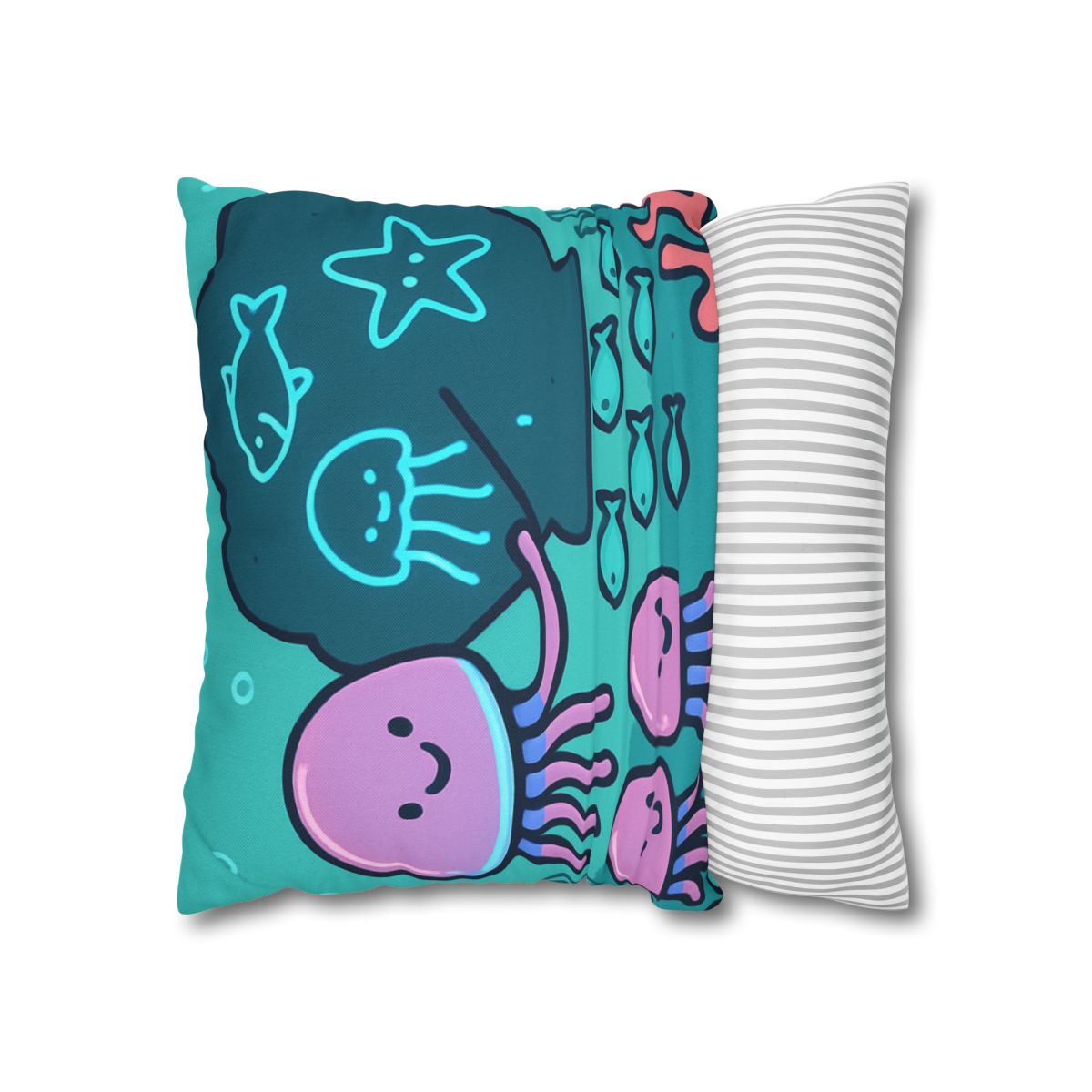 Bioluminescent Reef School With Glow Jellyfish custom pillow cases