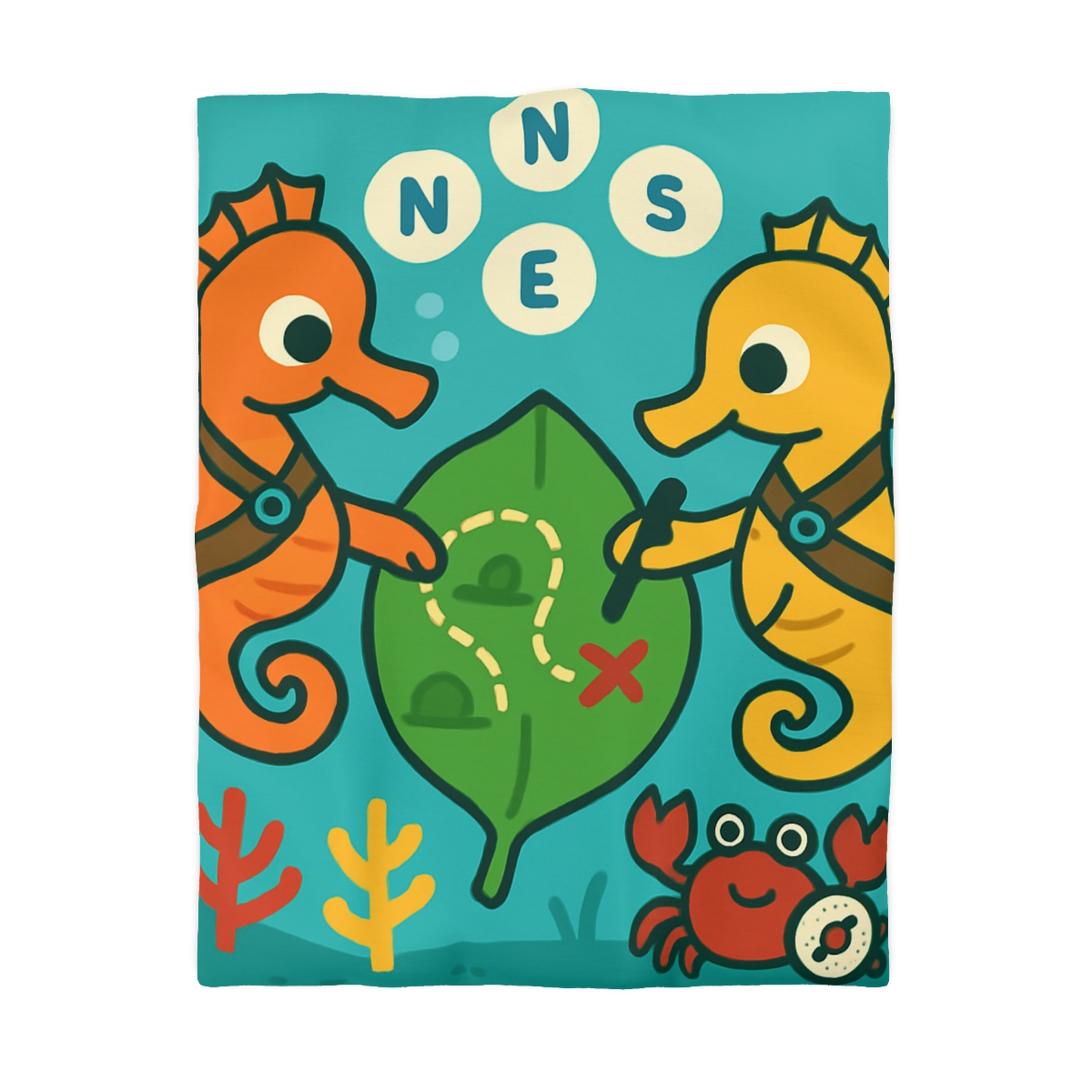 Underwater Map Makers The Seahorse Scouts personalized bedding duvets