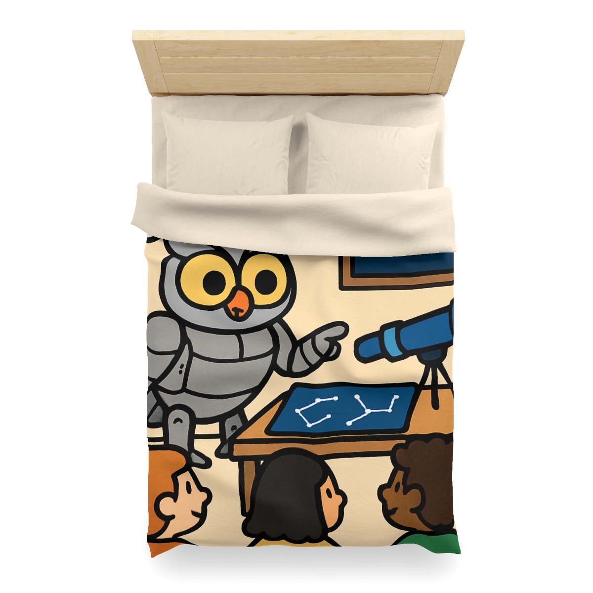 Robot Owl Telescope Workshop custom duvets