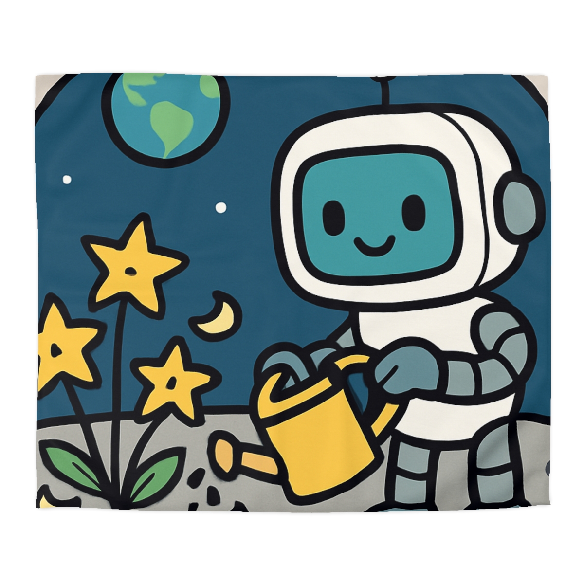 Moon Garden Robot And Space Sprouts duvets for gifts