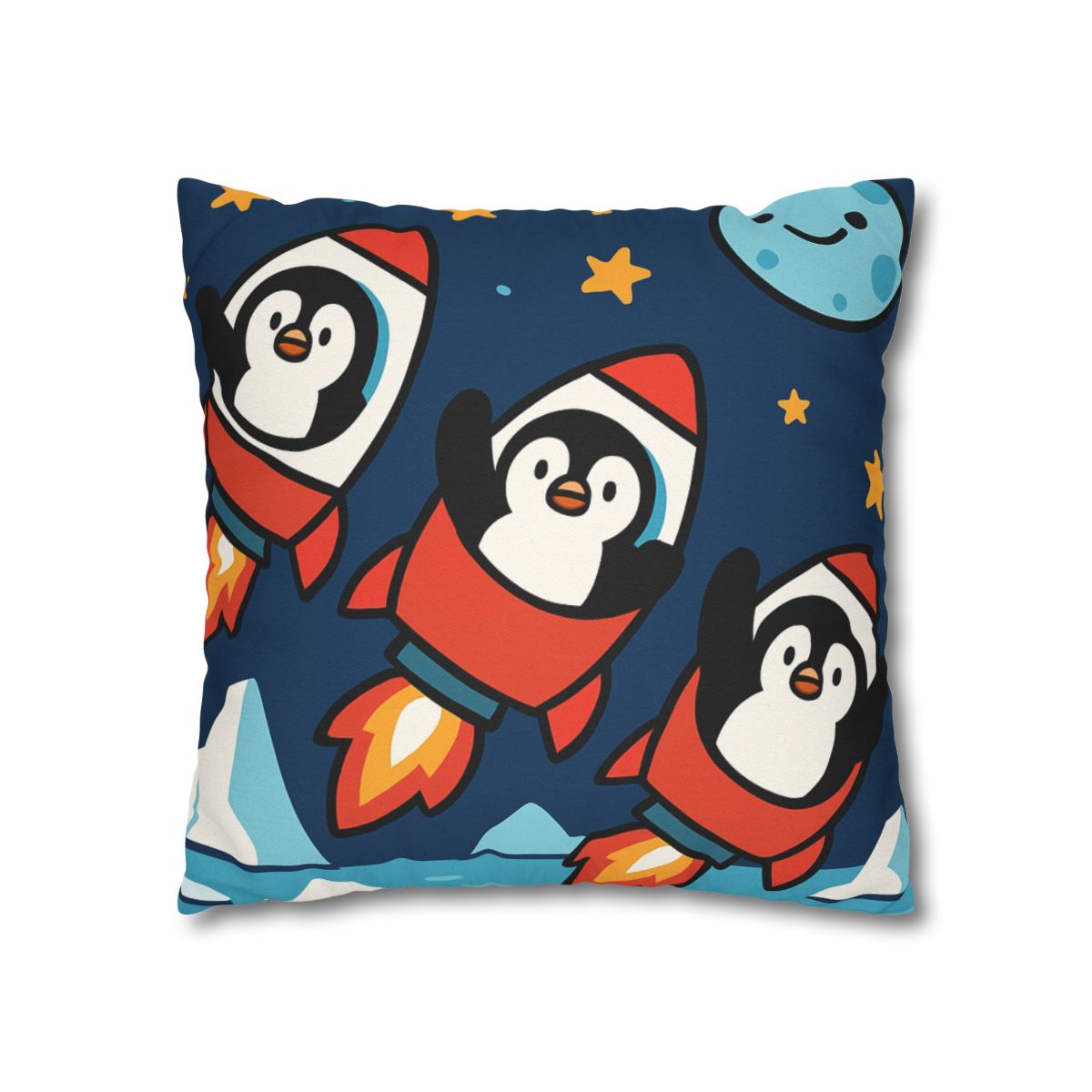 Rocket Penguin Crew soft cotton pillow cases