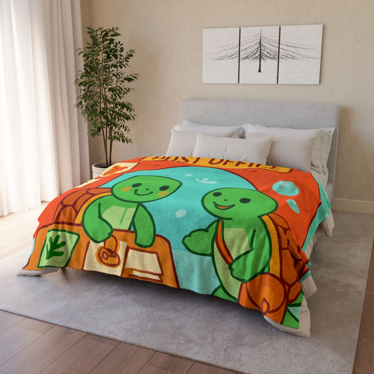 Coral Reef Post Office Run By Sea Turtles decorative home blankets