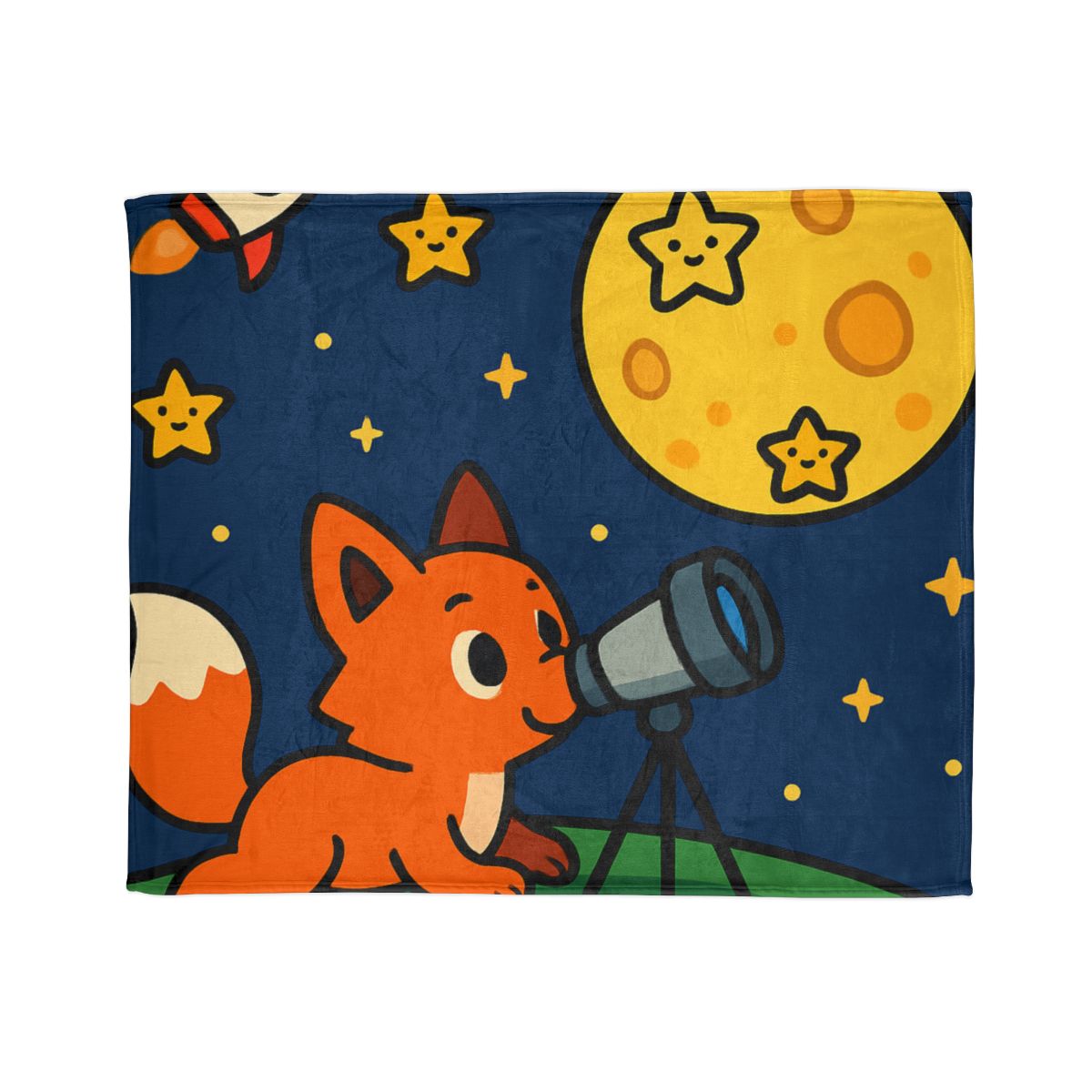 Stargazer Fox In The Moon Meadow personalized cozy blankets
