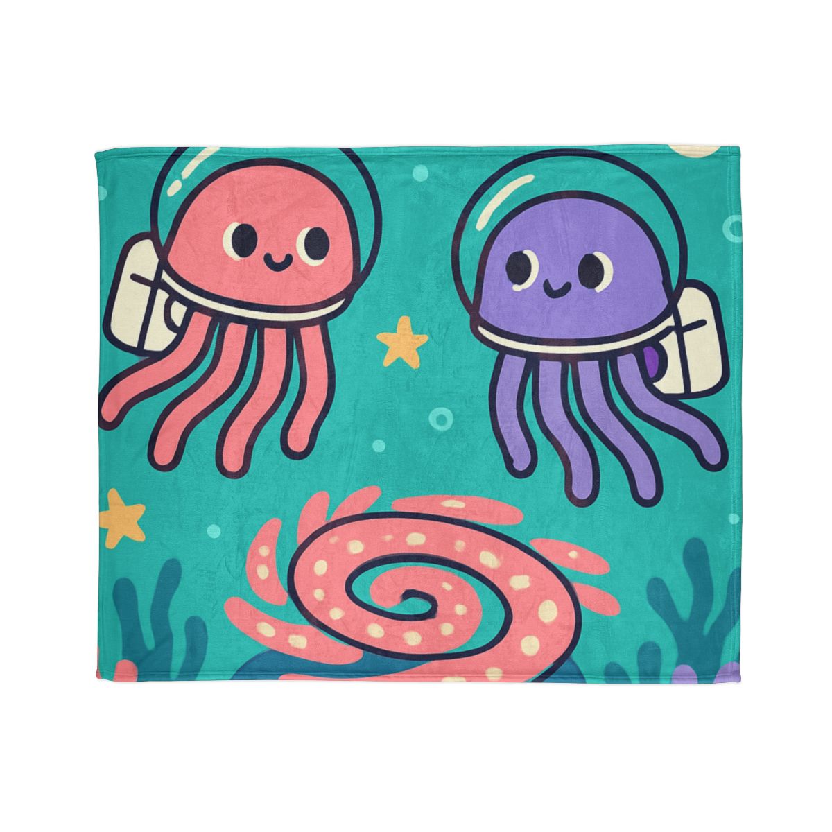 Jellyfish Astronauts In The Coral Nebula decorative home blankets