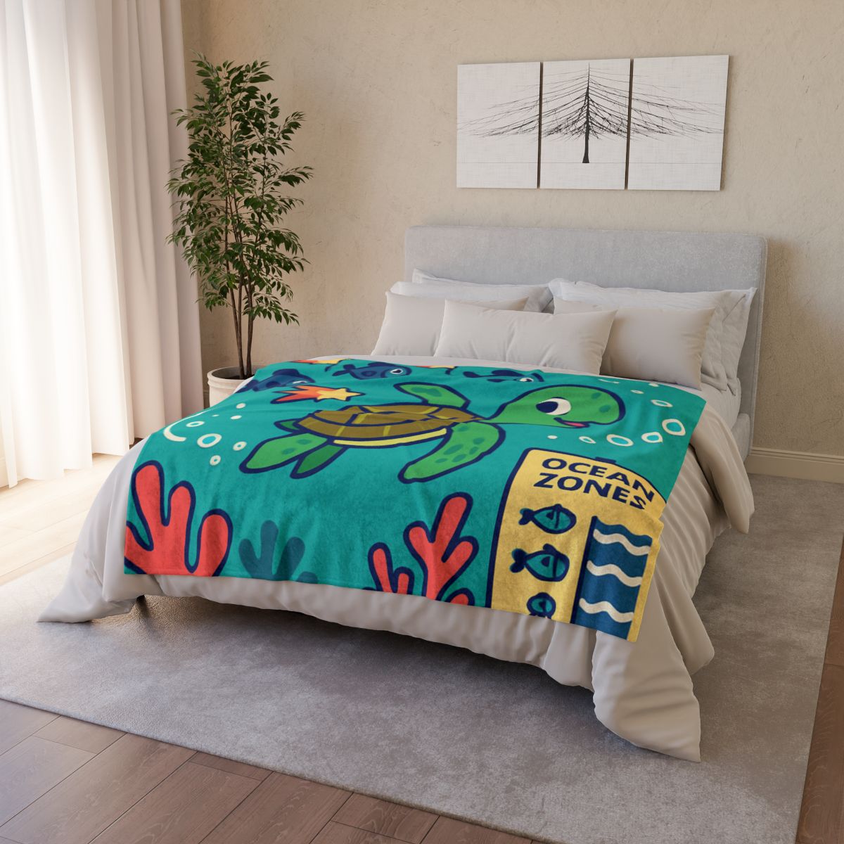 Coral Comet Turtle Parade designer printed blankets