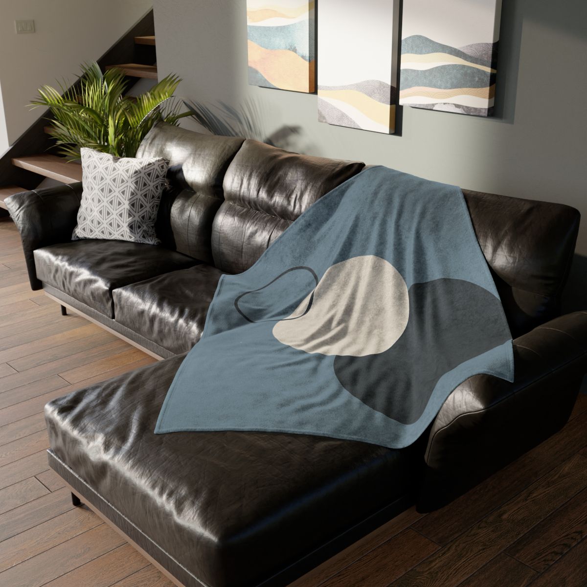 Staggered Circle Trio designer printed blankets