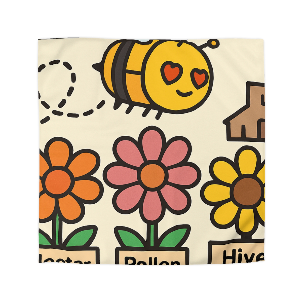 Robot Bee Pollination Map designer printed duvets